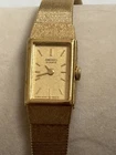 SEIKO Vintage Slim Quartz Gold Tone Dainty Tank Women’s Watch WORKING! 2E20