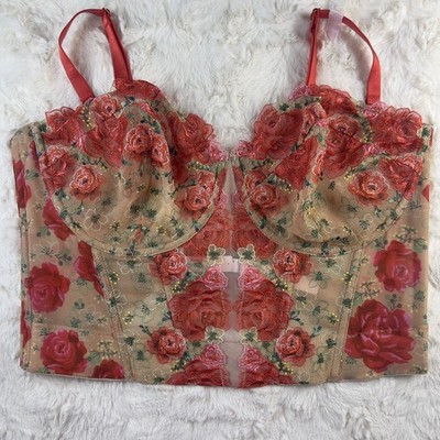 Victoria s Secret Dream Angels Strapless Floral Embroidery Corset Top Sz.34B NWT