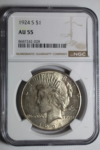 1924 S Peace Silver Dollar AU55 NGC #028