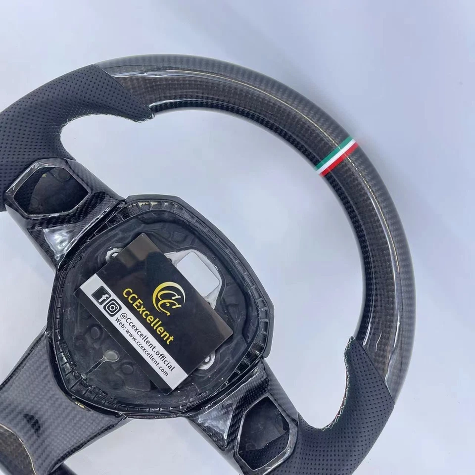 Volante de fibra de carbono real personalizado para Lamborghini Aventador 2012-2022 Foto 2 de 4