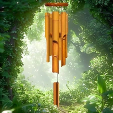 Bamboo Wind Chimes 30" 6 Pipes, Handcrafted Wooden Wind Chime Bring a Unique and