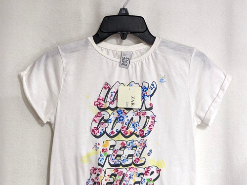 Zara (Kids) Girl's "Look Good Fell Better" White Tee - Size 13-14 year (164cm) - Picture 2 of 3