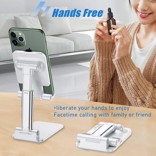 Luxueux Support de Téléphone Portable Angle et Hauteur Réglable pour Tous les Smartphones, Blanc - Photo 7 sur 9