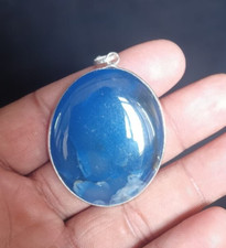 Elegant Oval Blue Agate Pendant Deep Blue Color, Natural Stone, No Chain Inclu