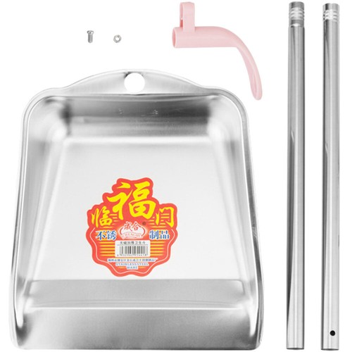 2 Pieces Stainless Steel Garbage Bin Office Dustpan Long Handle Dustpans - Afbeelding 8 van 12