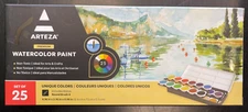 Watercolor Artist Paint, Opaque Colors in Pans - Set of 25