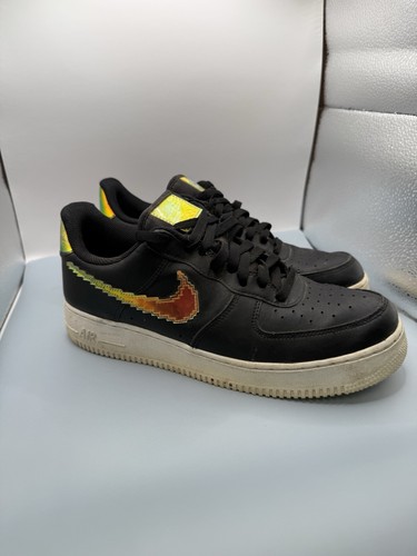 Size 9.5 -{ Nike Air Force 1} Low Iridescent Pixel - Black AF1- Uptown’s retro