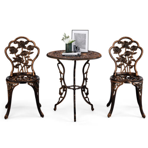 3 PCS Outdoor Bistro Set,Outdoor Patio Set,All-WeatherCast Aluminum Bistro Table