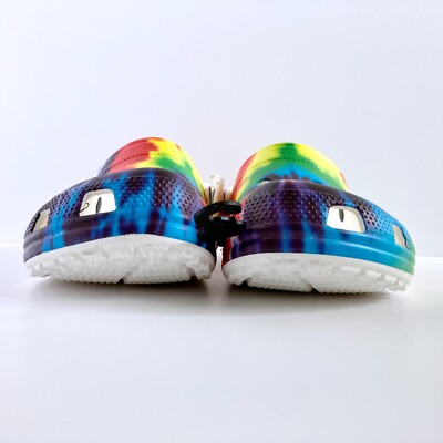 CROCS Classic Unisex Tie Dye Rainbow Clogs PRIDE Graphic  display picture 3