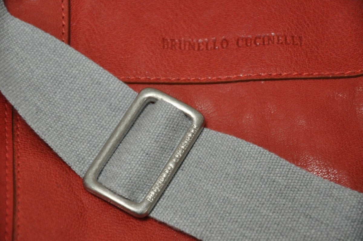 Brunello Cucinelli Red Leather Small Duffle Handbag Bag With