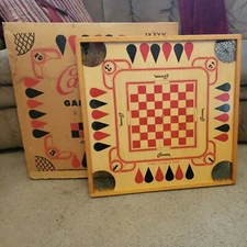 Vintage 1970 Carrom Board Checkers Chess Games  Model No. 108 BOARD AND BOX