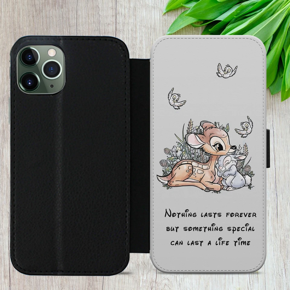 BAMBI FLIP CASE FOR IPHONE SAMSUNG GOOGLE WALLET PHONE COVER DEER LOVE BIRD GIFT - Image 3 of 4