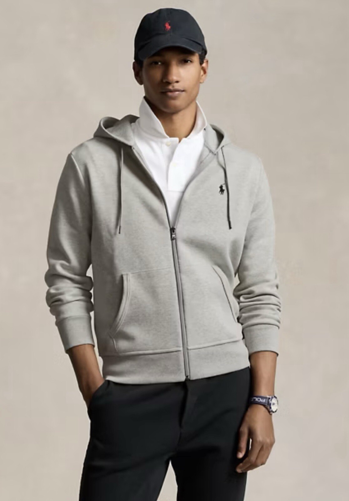 PONY Felpa Ralph Lauren Polo grigia con zip intera Ralph Lauren nuova con etichette XXL $138