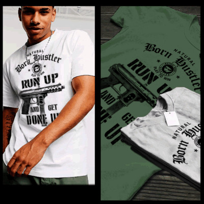Gangster t-shirt run up get done urban hip hop hustle mafia mob thug white tee 