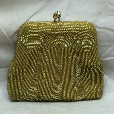 Gold Beaded Evening Purse Gold