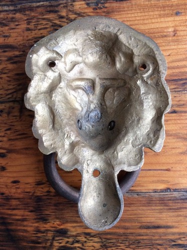 vintage antique small lion head door knocker