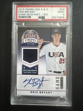 Kris Bryant 2015 Panini USA Game Gear Materials-Auto 25/99 #56 PSA Mint 9🔥🔥