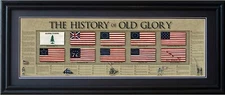 History Of Old Glory Framed Print Poster 36x11.75 Flag  Grooved Frame Molding 2"