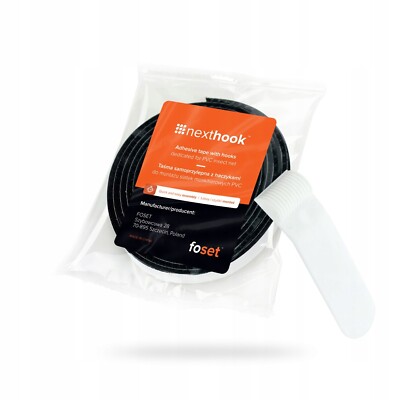 NextHook 2m Klettverschluss Klebeband selbstklebend für FIBERGLAS Fliegengitter