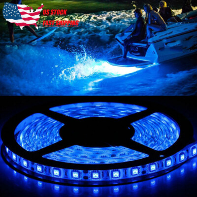 #ad #ad Blue LED Boat Light Deck Waterproof Bow Trailer Pontoon Lights Strip Marine 5M $13.93