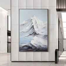 Snow Mountain Oil Painting Abstract Handmade Canvas Decorative Mural Acrylic