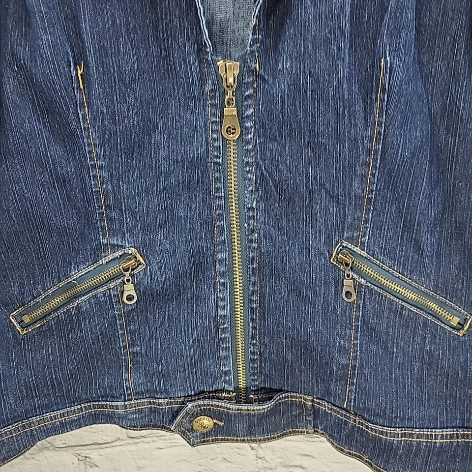 Chaqueta vaquera Goddess para mujer talla grande 2X bolsillos con cremallera Foto 3 de 4