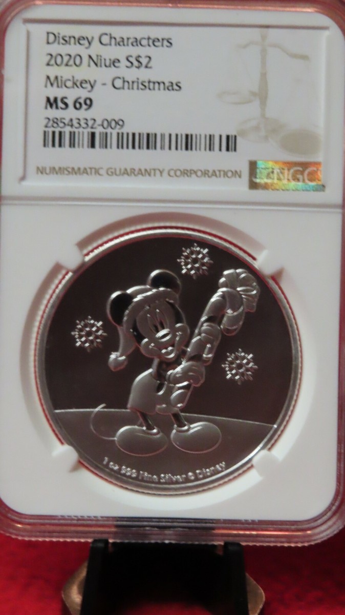 2020 Niue $2 - Christmas Mickey - NGC MS69 Disney 1 Oz .999 Silver