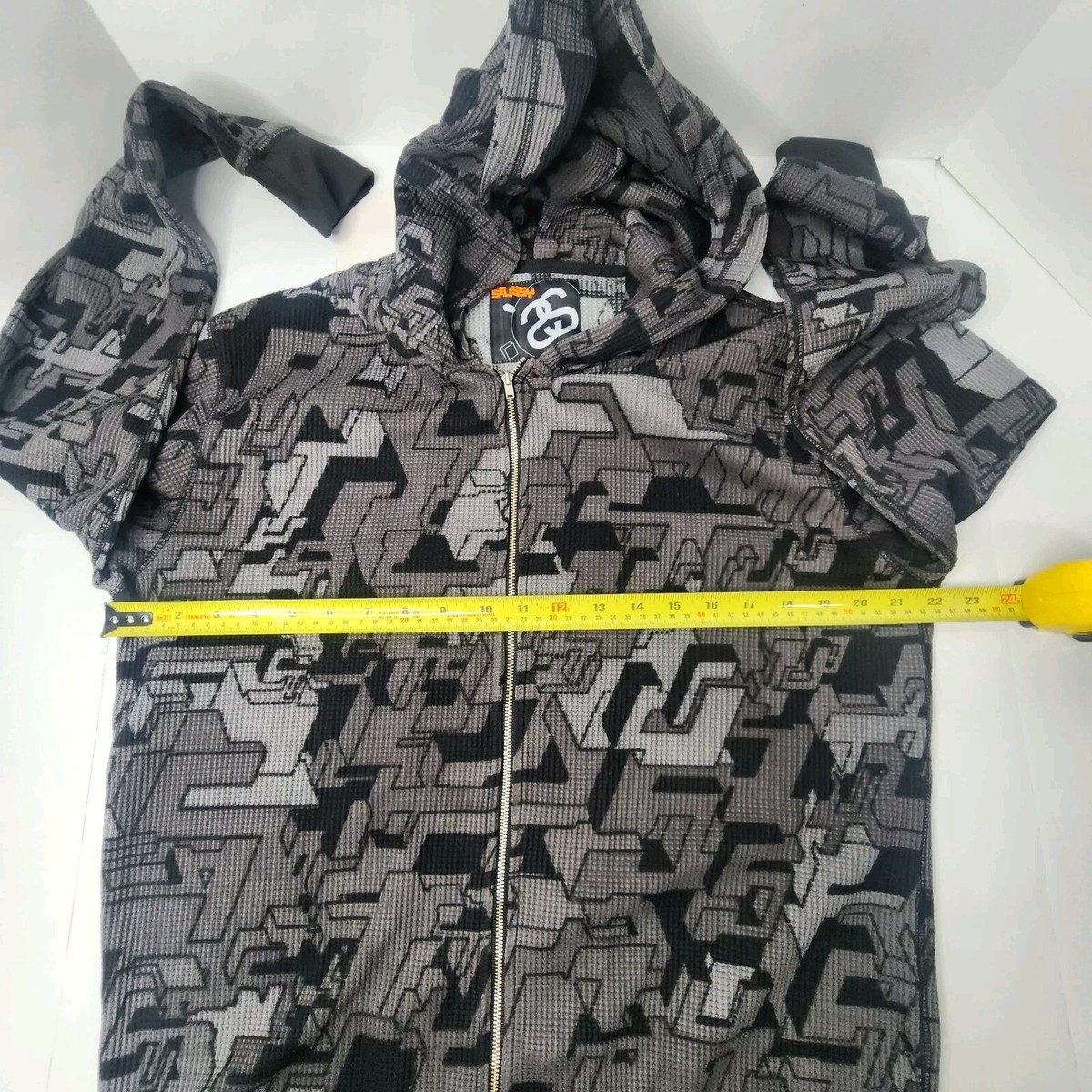 トップス STUSSY DOUBLE LAYER WAFFLE ZIP HOODIE Stussy Double Layer Waffle Zip Hoodie Off White Men's - SS25