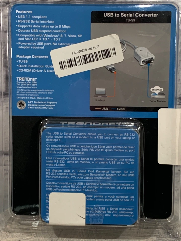 NEW TRENDnet TU-S9 USB to Serial Converter USB to RS-232 Cable - Image 2 of 2