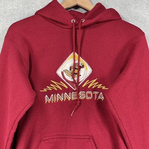 Vintage Minnesota Gophers Hoodie Mens M Maroon Heavyweight Logo 7 USA Pullover - Picture 2 of 8