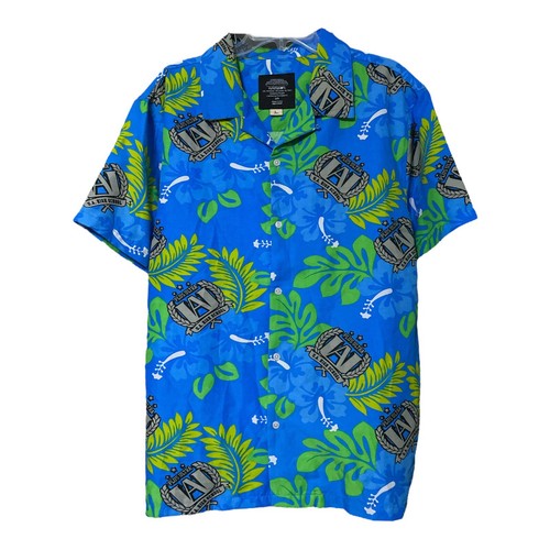 My Hero Academia Mens Blue Funimation Hawaiian Button Shirt Size Large