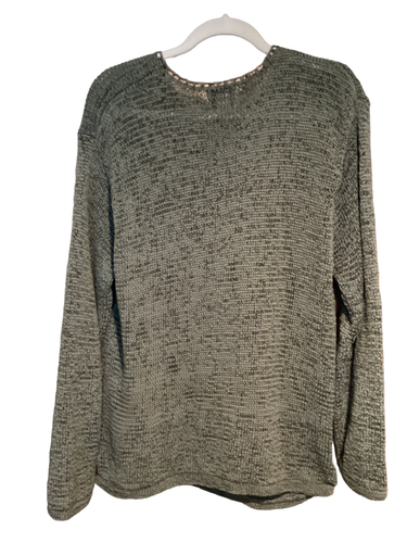Sigrid Olsen Sport Knit Top Size Large Olive Army Green Open Weave Knit Pullover - Picture 2 of 10