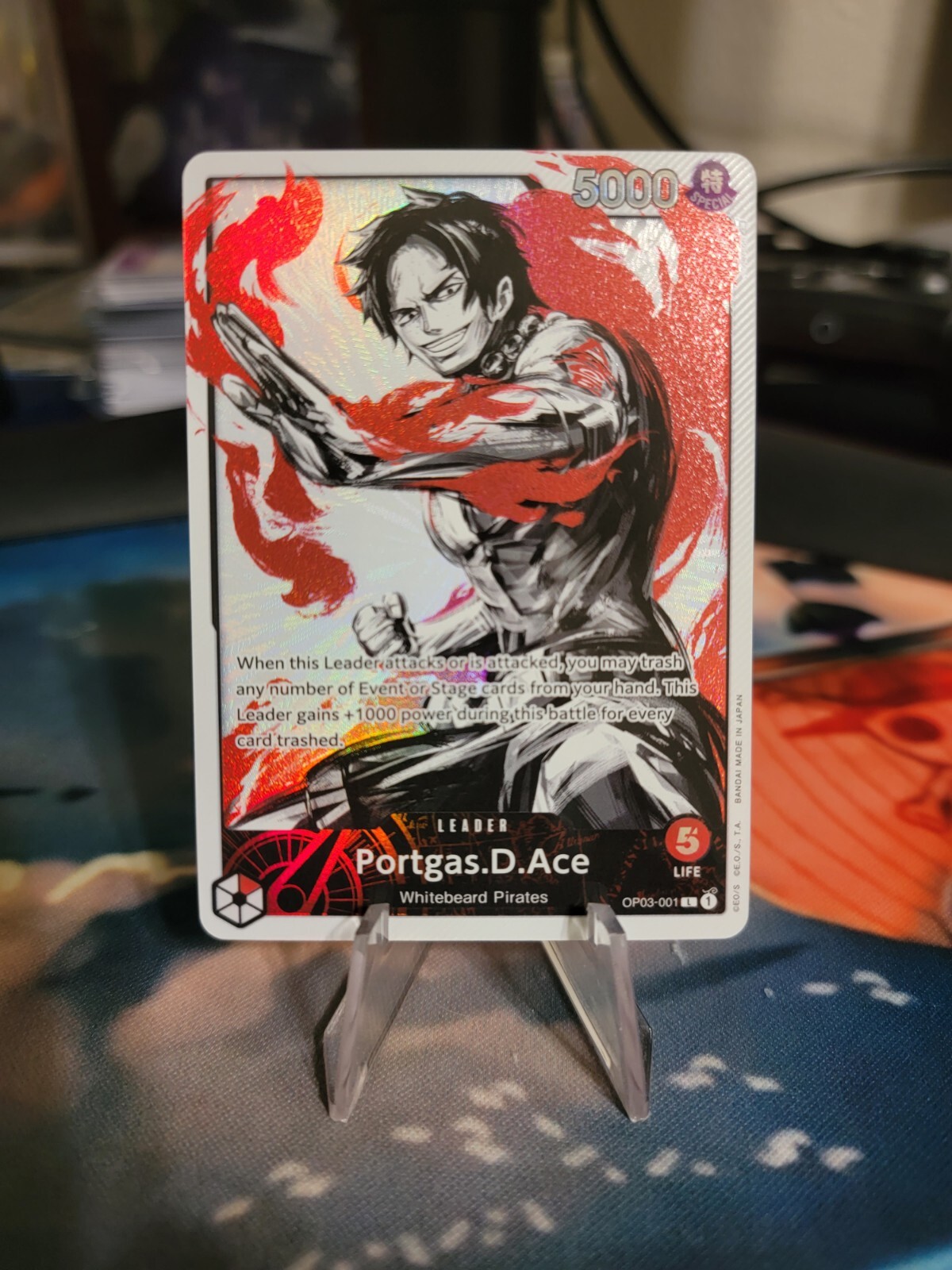 One Piece Card Game Portgas D Ace OP03001 Portgas.D.Ace Alt Art Leader