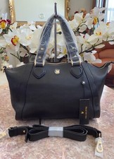 Nwt Ora Delphine Harlow Black Pebble Leather Satchel, Msrp $395