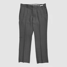 Perry Ellis Portfolio Mens Gray Flat-Front Trousers Dress Pants Size 34W 30L