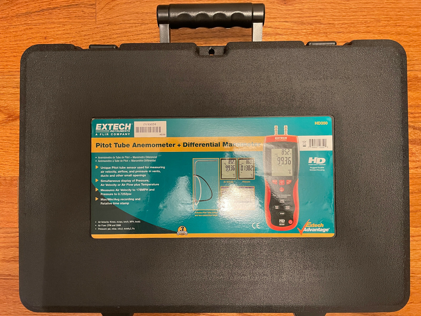 Extech HD350 Heavy Duty Pitot Tube Anemometer & Differential Pressure