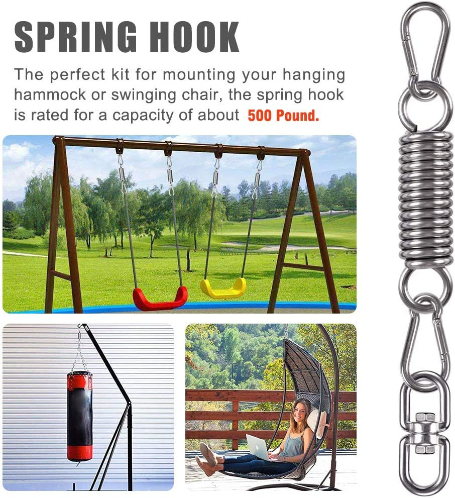 Hammock Chair Hanging Kit Swing Spring Hardware, Heavy Duty Suspension Swivel Ha