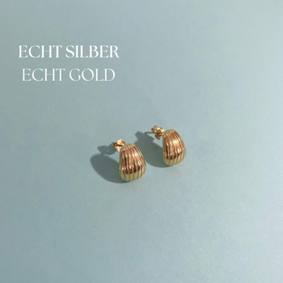 Goldene Ohrringe Designerstil Muschel 18 Karat Echt Vergoldung Tiffany Style