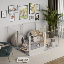 3 in1 Foldable Crystal Clear Acrylic Dog Whelping Playpen Box Pet Exercise Fence