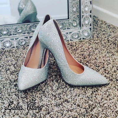 silver beaded heels