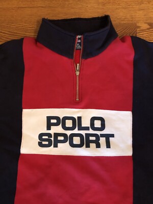 Vintage 90s Polo Sport Ralph Lauren Mens XL 1/4 Zip Pullover