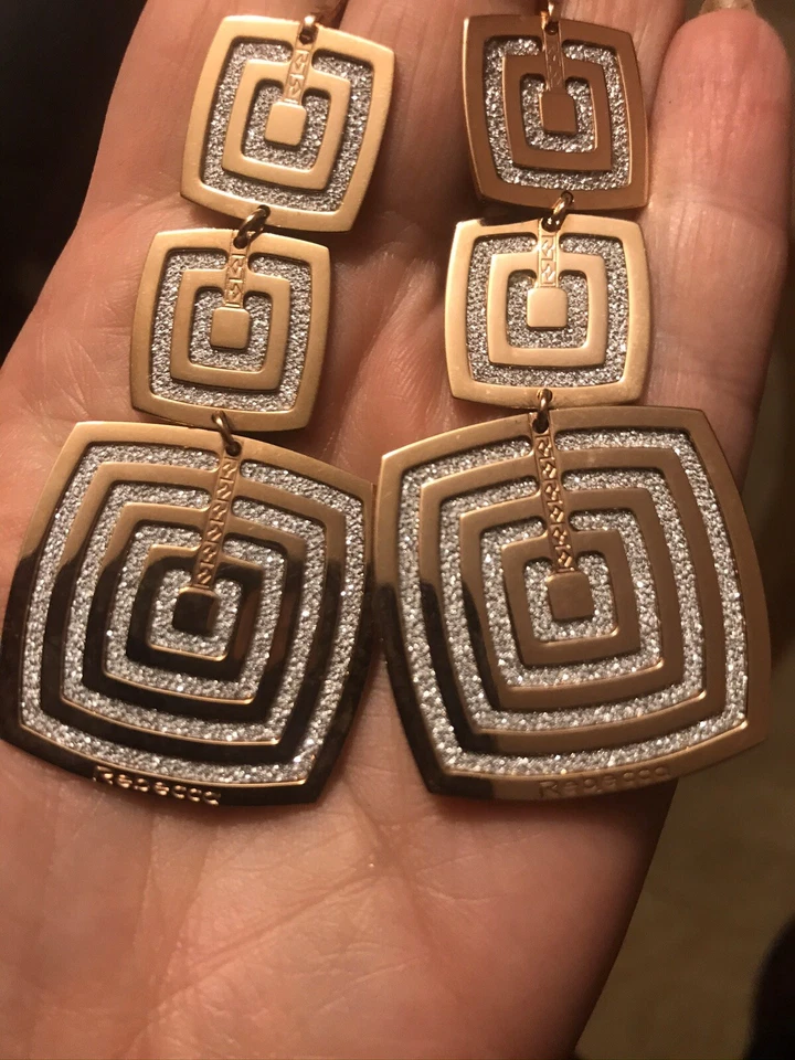 Rebecca Italy Drop Earnings Infinity Collection 18k rose Gold Plated Bronze - Image 2 of 3