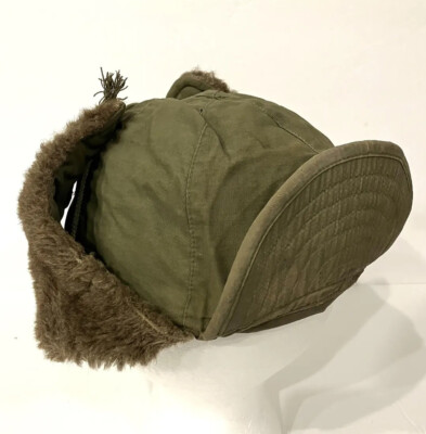 Korean War Era US Army M1951 MQ-1 OD Pile Field Cap Hat Ear Flap 