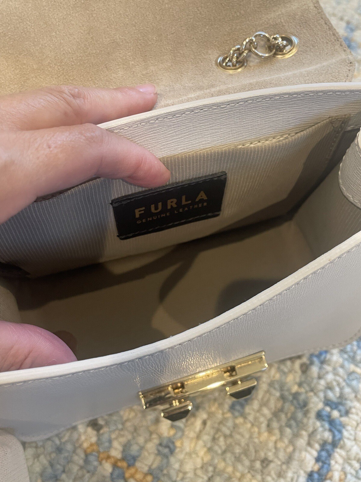 Furla Bella mini white leather crossbody bag eBay