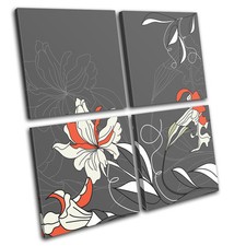 Retro Vintage Pattern Abstract MULTI CANVAS WALL ART Picture Print VA