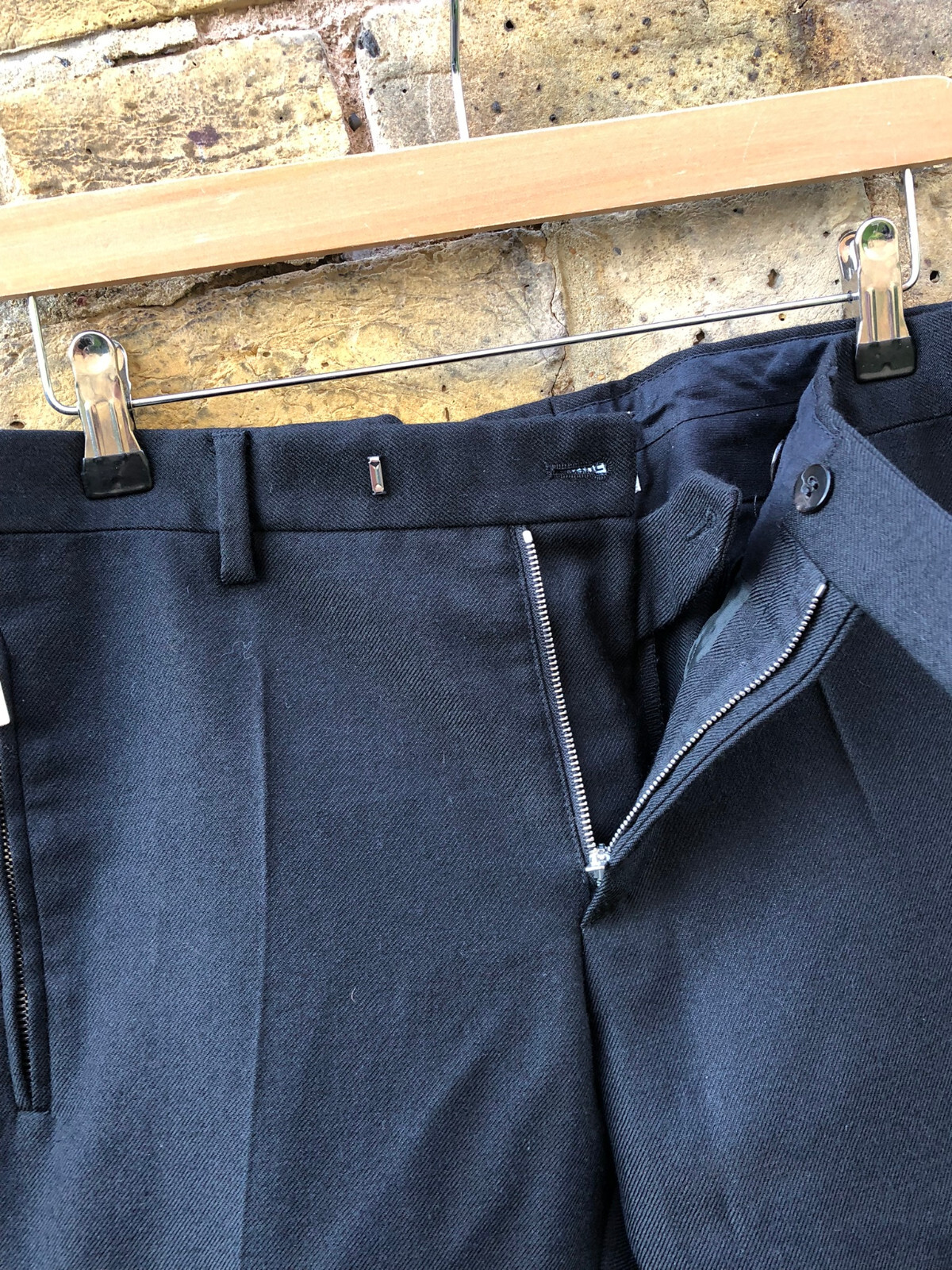 SAINT LAURENT PARIS Pantalone Uomo W32 L30 Vestibilità Dritta Zip Fly Nero