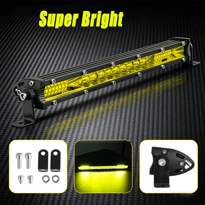 10 inch LED Light Bar Spot Flood Combo Amber Work Fog Driving Offroad SUV ATV