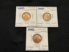 US LINCOLN WHEAT PENNY 1944 D- P- S RED UNC LOT E14