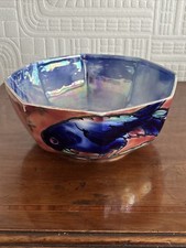 Beautiful Art Deco Octagonal Lustre Bowl With Parrot Design