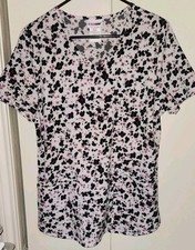 Scrubstar Scrub Top Size S-Pink/Black V-Neck Chest 20.5"/L 26"